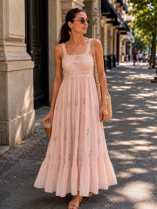 Caroline Constas Dresses & Skirts - Caroline Constas 🔥 BlushPink Lace Bodice Floral Embroidered Guipure Maxi Sundres